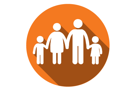A family icon on a orange circle